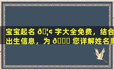 宝宝起名 🦢 字大全免费，结合出生信息，为 🐞 您详解姓名奥秘！